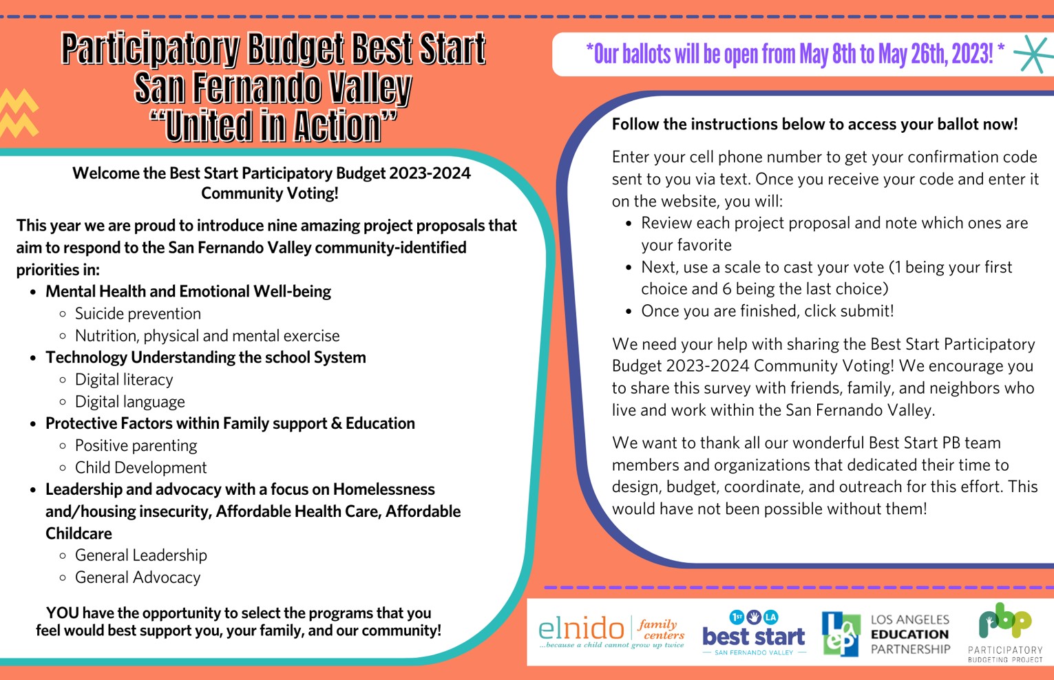 Participatory Budget Best Start Community Voting!